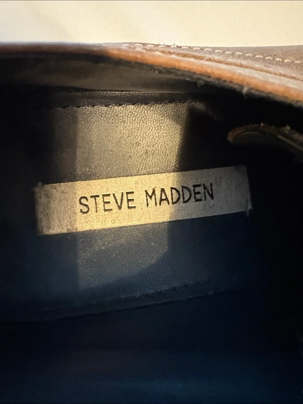 Steve Madden Brown Leather Derby Shoes with Blue Laces